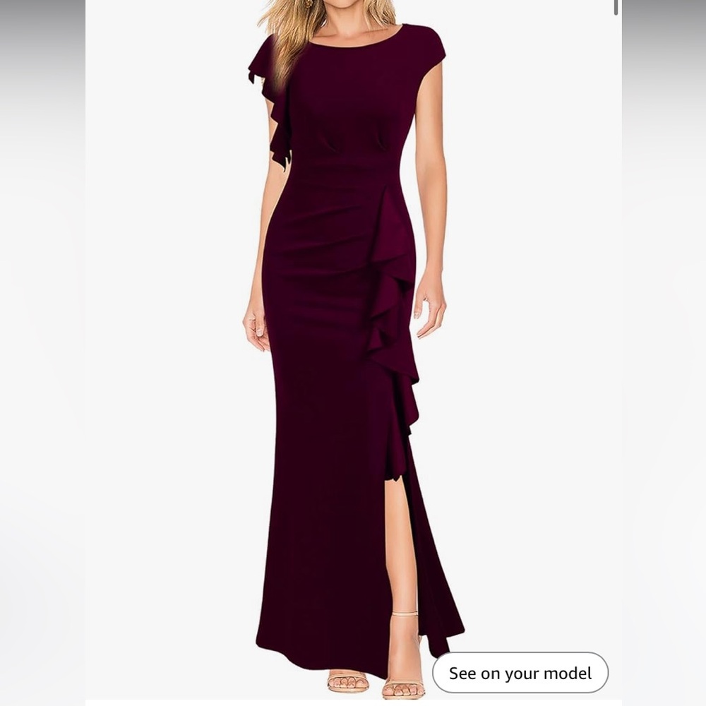 Elegant Burgundy Ruffle Dress